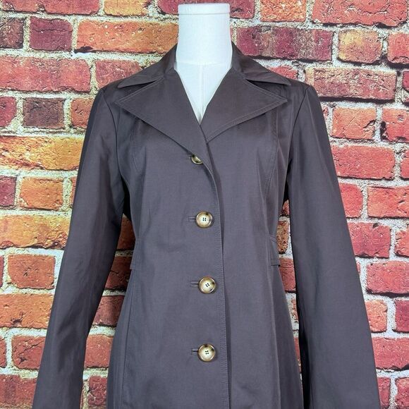 Michael Kors Womens Four Button Front Belted Trench Coat‎ Brown Size Medium - Picture 1 of 12